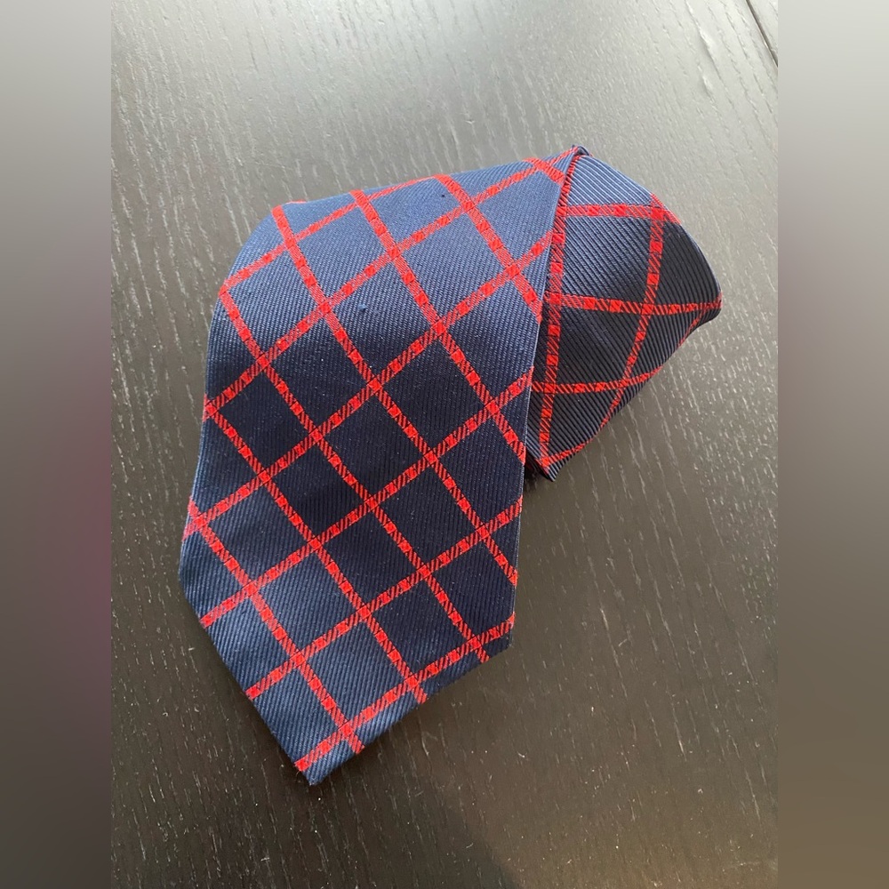 Vintage St Michael 4” Wide "Power Tie" - Navy & Red Windowpane